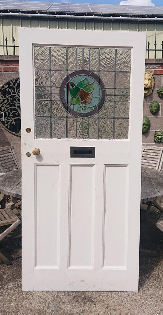 <p>1930s Reclaimed Stain Glass Front Door </p><p>98 cm x 212 cm